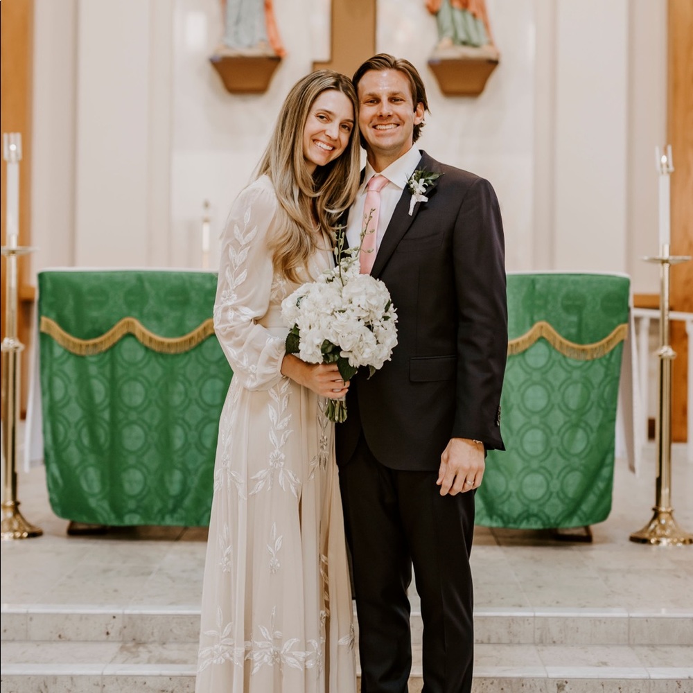 Anthropology off white wedding dress